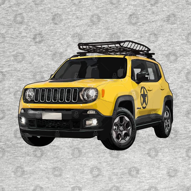 Yellow Jeep Renegade Illustration by KAM Std